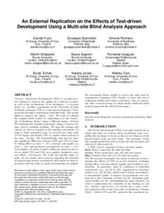 An External Replication on the Effects of Test-driven Development Using a Multi-site Blind Analysis Approach Davide Fucci Giuseppe Scanniello