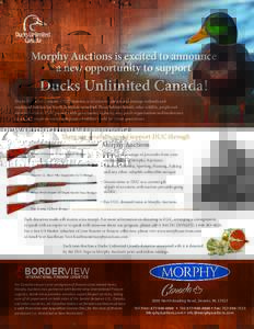 Morphy Auctions is excited to announce a new opportunity to support Ducks Unlimited Canada!  Ducks Unlimited Canada’s (DUC) mission is to conserve, restore and manage wetlands and