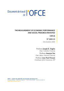 THE MEASUREMENT OF ECONOMIC PERFORMANCE AND SOCIAL PROGRESS REVISITED