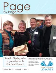Amelia Shelley wins a great honor in Garfield County. Summer 2014 · Volume 6 · Issue 3  Amelia stands with her husband Jim Reuss, Library
