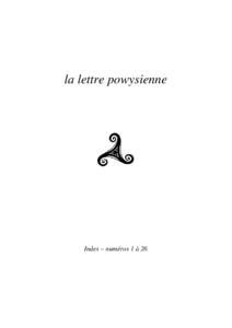 la lettre powysienne  Index – numéros 1 à 26 la lettre powysienne 1–24 Index