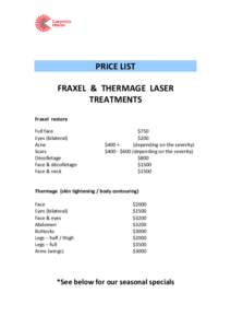 fraxel_thermage_price_list