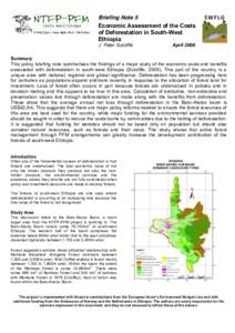 Briefing Note 5  Economic Assessment of the Costs of Deforestation in South-West Ethiopia J Peter Sutcliffe
