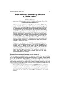 Society in Transition 2004, Public sociology: South African dilemmas in a global context1