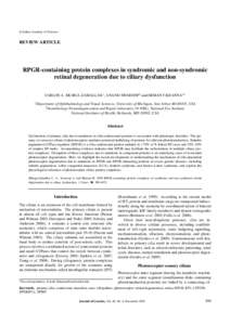 c Indian Academy of Sciences  REVIEW ARTICLE  RPGR-containing protein complexes in syndromic and non-syndromic