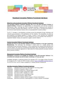 Factsheet Innovation Platform Functional Interfaces  Objectives and procedures Innovation Platform Functional Interfaces The Innovation Platform Functional Interfaces (IPL FI) of the NTN Innovative Surfaces is research-o