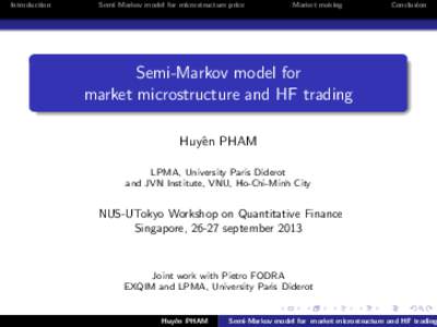 Semi-Markov model for   market microstructure and HF trading