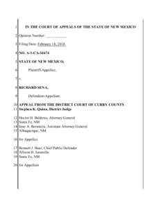 1  IN THE COURT OF APPEALS OF THE STATE OF NEW MEXICO 2 Opinion Number: ___________ 3 Filing Date: February 14, 2018