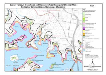 Sydney Harbour - Foreshores and Waterways Area Development Control Plan: Ecological Communities and Landscape Characters RI VE  Map 9