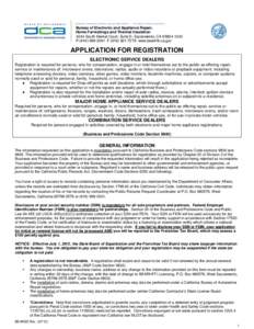 California Bureau of Electronic and Appliance Repair, Home Furnishings and Thermal Insulation Application for Registration