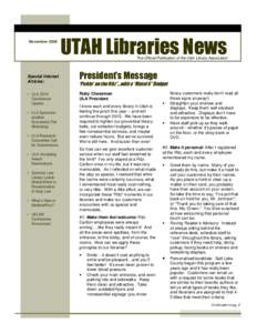 November[removed]UTAH Libraries News The Official Publication of the Utah Library Association  Special Interest