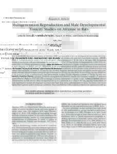 Multigeneration Reproduction and Male Developmental Toxicity Studies on Atrazine in Rats