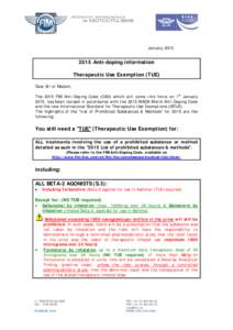 Microsoft Word[removed]Anti doping Information letter for TUE_FINAL
