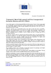 EUROPEAN COMMISSION  PRESS RELEASE Brussels, 23 November[removed]Transport: New high-speed rail line inaugurated