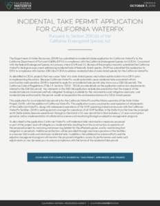 ALTERNATIVE 4A  October 7, 2016 Incidental Take Permit Application for California WaterFix