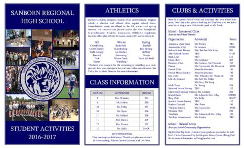 SANBORN REGIONAL HIGH SCHOOL ATHLETICS  CLUBS & ACTIVITIES