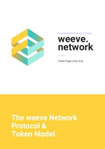 Empowering the Economy of Things  weeve. network Token Paper (Part 3/4)