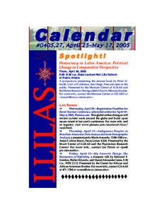 Calendar #[removed], April 25–May 17, 2005 University of Texas at Austin College of Liberal Arts