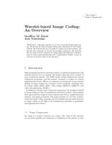 This is page 1 Printer: Opaque this Wavelet-based Image Coding: An Overview Geoﬀrey M. Davis