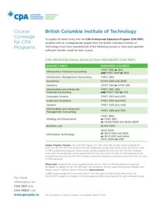 Course Coverage for CPA Programs  British Columbia Institute of Technology