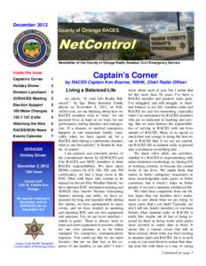 DecemberCounty of Orange RACES NetControl Newsletter of the County of Orange Radio Amateur Civil Emergency Service