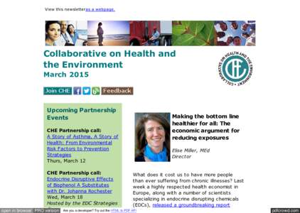 View this newsletteras a webpage.  Collaborative on Health and the Environment March 2015
