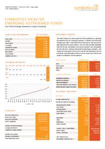 MONTHLY REPORT - CLASS A/C (CHF) . MAY 2014 ISIN: LU0842549916 SYMBIOTICS SICAV-SIF EMERGING SUSTAINABLE FUNDS