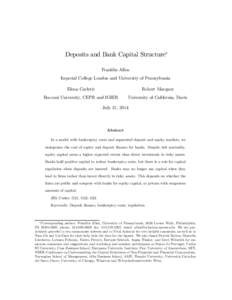 Deposits and Bank Capital Structure