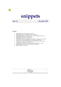 A note on stress in intransitives in English - Snippets - A journal of technical notes in natural language syntax and semanticsDecember 2007