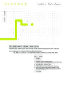 White Paper DCS Upgrades for Nuclear Power Plants: Saving Money and Reducing Risk through Virtual-Stimulation Control System Checkout Authors:	 Gregory McKim, Invensys Operations Management, SimSci-Esscor 	 Mike Yeager a
