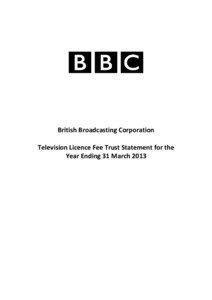 Television Licence Fee Trust Statement for the Year Ending 31 March 2013