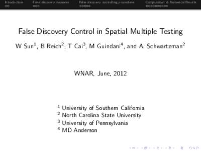 False Discovery Control in Spatial Multiple Testing