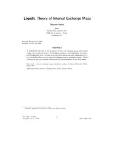 Ergodic Theory of Interval Exchange Maps Marcelo VIANA IMPA Estrada Dona CastorinaRio de Janeiro — Brazil 