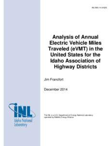 INL/MIS[removed]Analysis of Annual Electric Vehicle Miles Traveled (eVMT) in the United States for the