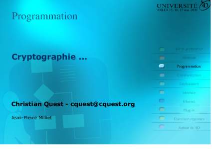 Cryptographie ...  Christian Quest -  Jean-Pierre Milliet  Cryptographie