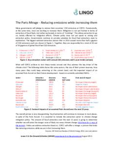 The Paris Mirage - Reducing emissions while increasing them Many governments will pledge to reduce their countries’ CO2 emissions at COP21. Paradoxically, at the same time, most are working to increase them. Mitigation