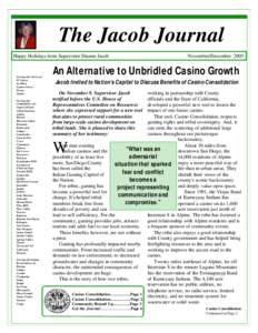 The Jacob Journal Happy Holidays from Supervisor Dianne Jacob Serving the Cities of: El Cajon La Mesa