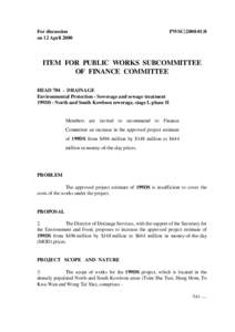 For discussion on 12 April 2000 PWSC[removed]ITEM FOR PUBLIC WORKS SUBCOMMITTEE