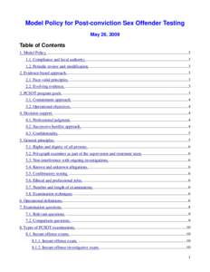 Model Policy for Post-conviction Sex Offender Testing May 26, 2009 Table of Contents 1. Model Policy. ......................................................................................................................