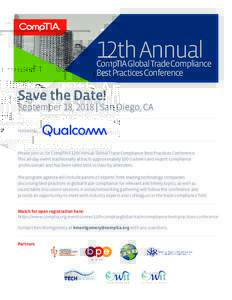 12th Annual  CompTIA Global Trade Compliance Best Practices Conference  Save the Date!