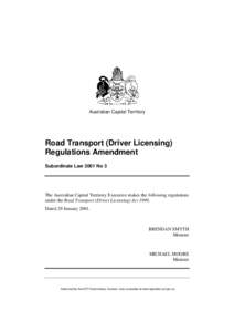 Australian Capital Territory  Road Transport (Driver Licensing) Regulations Amendment Subordinate Law 2001 No 3