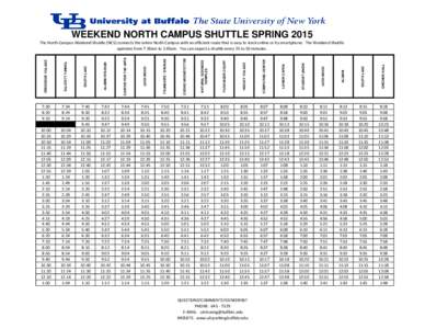 Spring 2015 Weekend North Campus Shuttle Schedule (PDF)