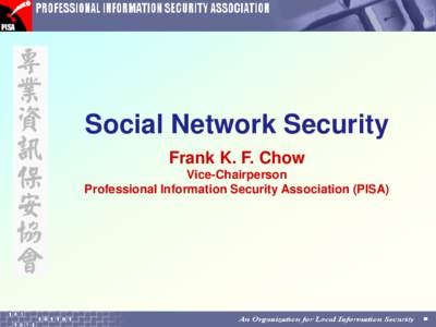 Social Network Security Frank K. F. Chow Vice-Chairperson Professional Information Security Association (PISA)  How Do We Communicate Today?