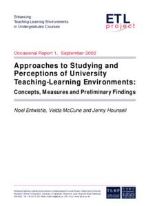 Enhancing Teaching-Learning Environments in Undergraduate Courses ETL project