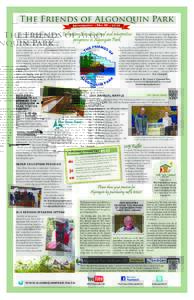 The Friends of Algonquin Park Newsletter ~ No. 30 ~ 2015 Enhancing the educational and interpretive programs in Algonquin Park