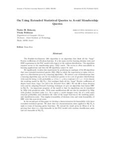 Journal of Machine Learning Research[removed]  Submitted 10/01; Published 02/02