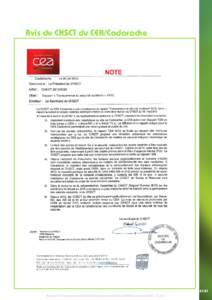 Avis du CHSCT du CEA/CadaracheRapport Transparence et Sécurité Nucléaire du Centre CEA/Cadarache 2012 – Tome 1