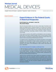 Westlaw Journal  MEDICAL DEVICES Litigation News and Analysis • Legislation • Regulation • Expert Commentary  Expert Analysis