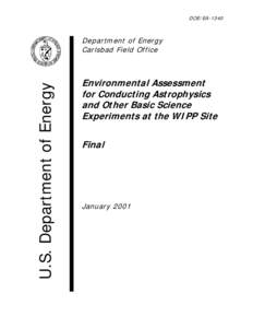 DOE/EA[removed]U.S. Department of Energy Department of Energy Carlsbad Field Office