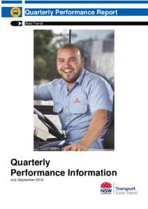 Quarterly Performance Report State Transit Quarterly Performance Information July-September 2012